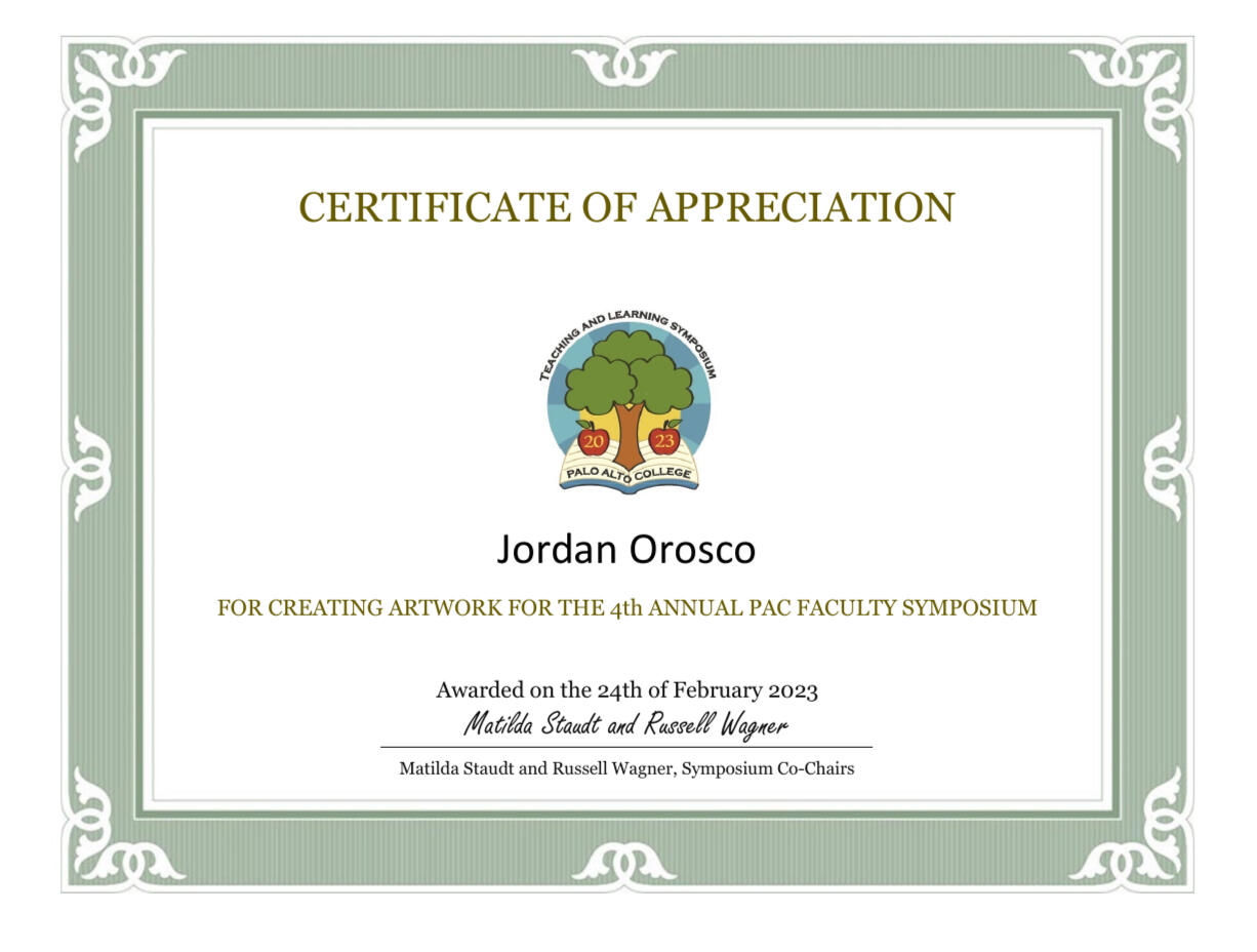 Certificate of Appreciation